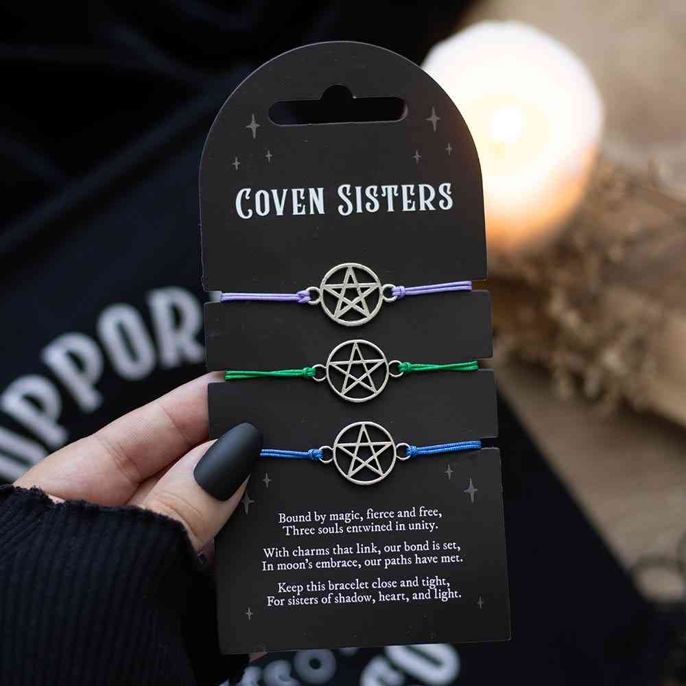 Something Different - Set of 3 Coven Sisters Pentagram Armband - Multicolours